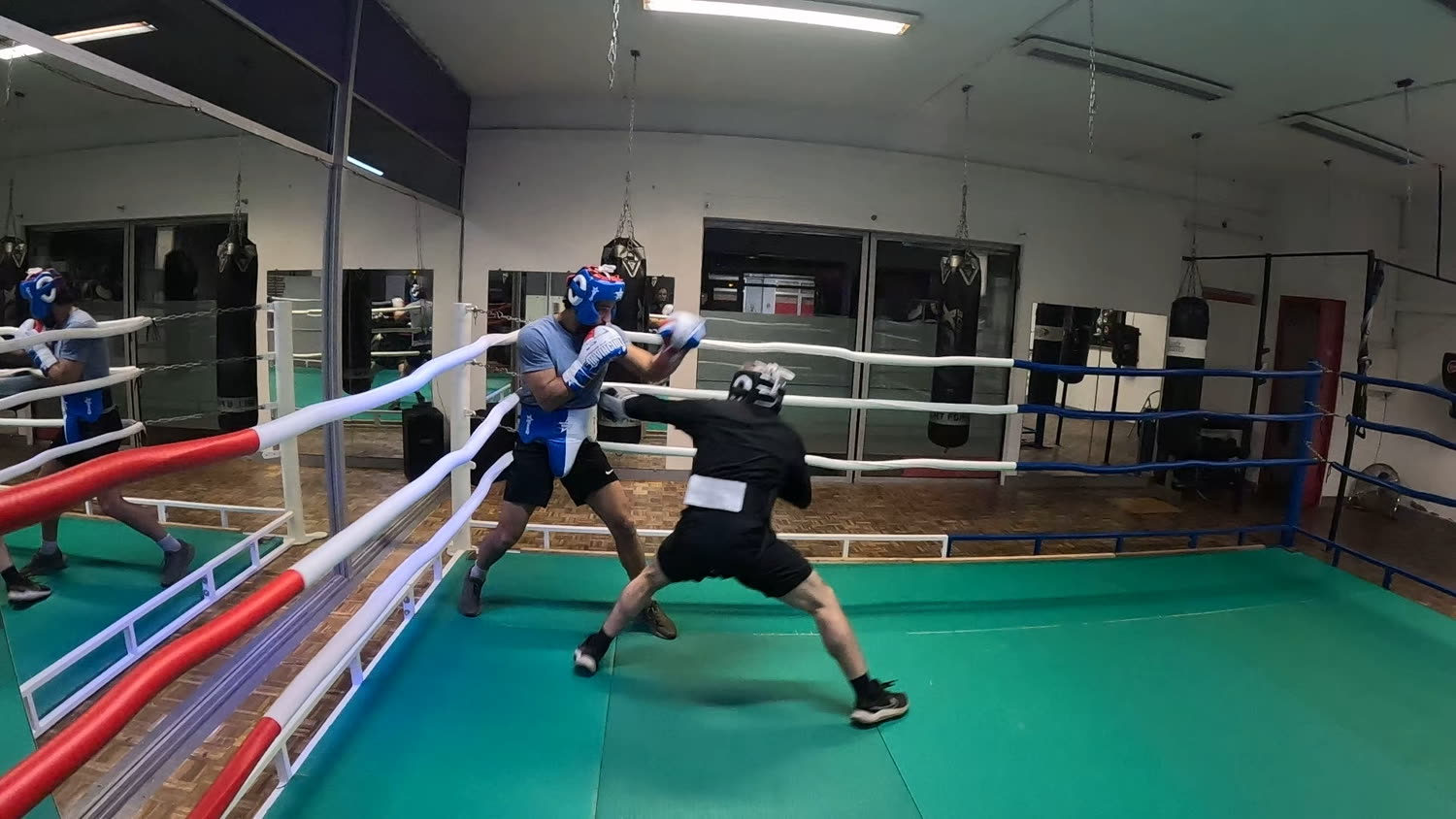 Sparring à l'entraînement dans la salle